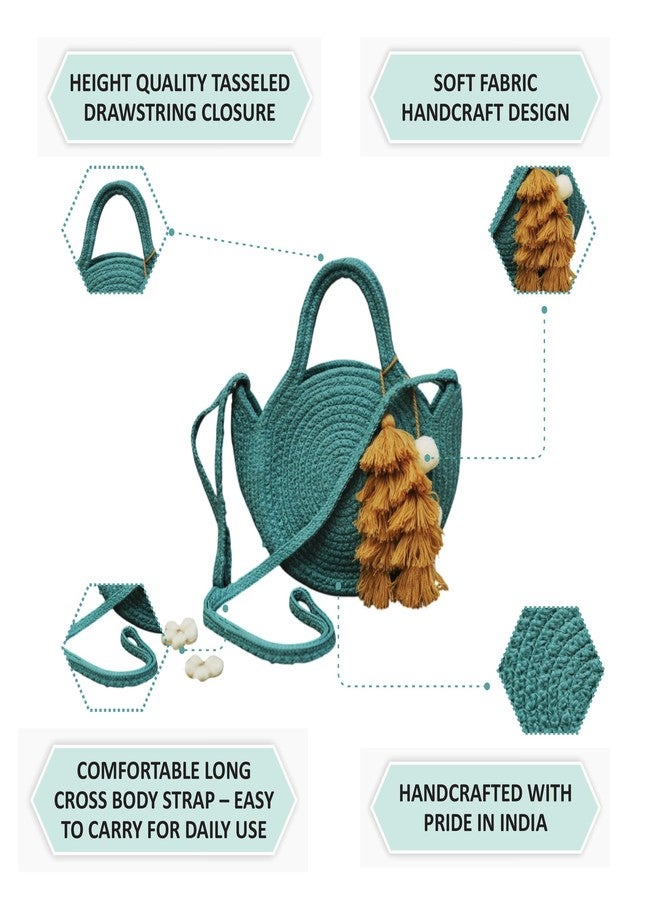 Ariya Women Sling Bag with Tassel Charm (4063 | Sky Blue) Handcrafted PP & Cotton Blend Shoulder Purse, Perfect for Ladies & Girls, Lightweight Crossbody Bag for Daily Use, Casual, Travel - Image 5